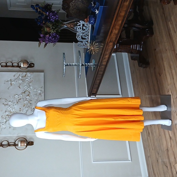 Zara Women's Orange Cotton Plopin Midi Dress. Size S - Picture 11 of 17